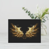 Cartes Pour Fêtes Annuelles Ailes d'Ange d'or sur arrière - plan noir (Debout devant)