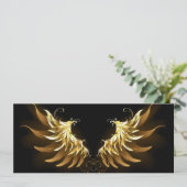 Cartes Pour Fêtes Annuelles Ailes d'Ange d'or sur arrière - plan noir (Debout devant)