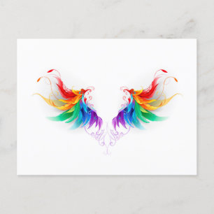 Cartes Pour Fêtes Annuelles Ailes fluffy arc-en-ciel