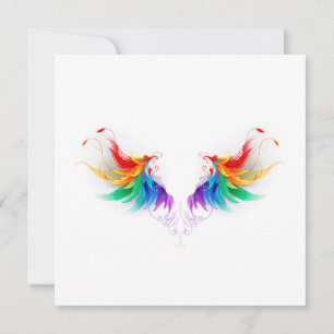 Cartes Pour Fêtes Annuelles Ailes fluffy arc-en-ciel