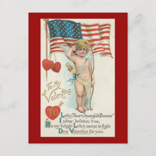 Cartes Pour Fêtes Annuelles Aime Coeur Éclangé Bannière Patriotique Valentine