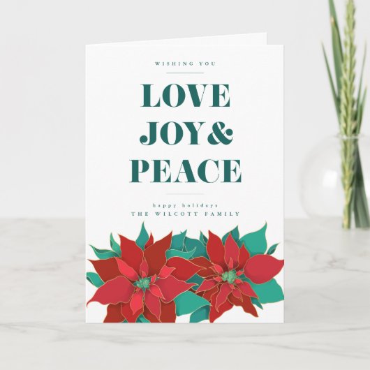 Cartes Pour Fêtes Annuelles AIMER JOIE & PAIX Joyeux Noël (Devant)