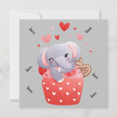 Cartes Pour Fêtes Annuelles Aimez l'éléphant de Saint-Valentin mignon  (Devant)