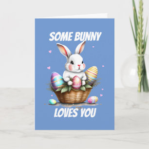 Cartes Pour Fêtes Annuelles Aimez-vous heureux lapin blanc lapin blanc oeufs d