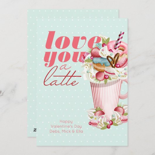 Cartes Pour Fêtes Annuelles Aimez-vous un Latte mignon sucré Traitements Valen (Devant / Derrière)