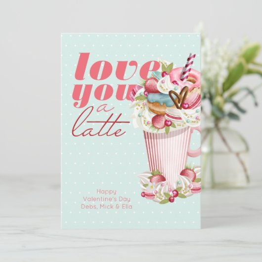 Cartes Pour Fêtes Annuelles Aimez-vous un Latte mignon sucré Traitements Valen (Debout devant)