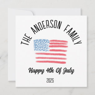 Cartes Pour Fêtes Annuelles Airbrush American Flag Nom de famille personnalisé