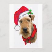 Cartes Pour Fêtes Annuelles Airedale À Santa Hat (Devant)