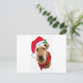 Cartes Pour Fêtes Annuelles Airedale à Santa Hat (Debout devant)