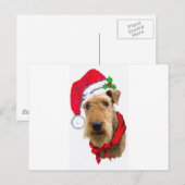 Cartes Pour Fêtes Annuelles Airedale à Santa Hat (Devant / Derrière)