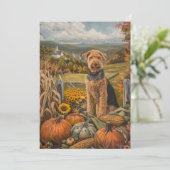 Cartes Pour Fêtes Annuelles Airedale Moisson d'automne Thanksgiving Chien (Debout devant)