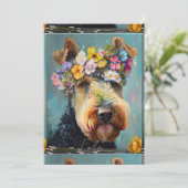 Cartes Pour Fêtes Annuelles Airedale Terrier Abstraite peinture florale (Debout devant)