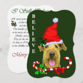 Cartes Pour Fêtes Annuelles Airedale Terrier Noël (Devant / Derrière)