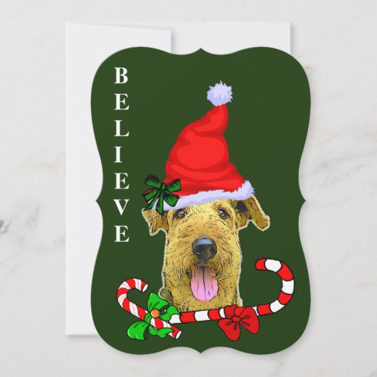 Cartes Pour Fêtes Annuelles Airedale Terrier Noël (Devant)