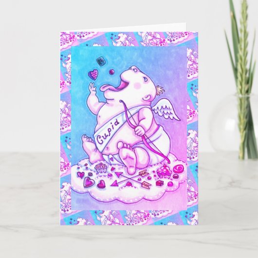 CARTES POUR FÊTES ANNUELLES AJOUTÉ À L'AMOUR BÉBÉ FUNNY CUPID, CHOCOLATE CANDY (Devant)