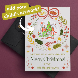 Cartes Pour Fêtes Annuelles Ajouter l'art de votre enfant Courbe de Noël mod