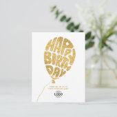 Cartes Pour Fêtes Annuelles Ajouter Logo Gold Parties scintillant Balloon Busi (Debout devant)