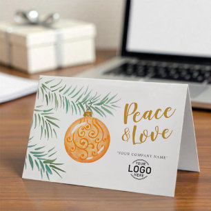 Cartes Pour Fêtes Annuelles Ajouter un logo décoration d'affaires orange aquar