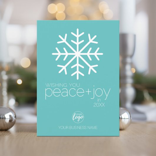 Cartes Pour Fêtes Annuelles Ajouter un logo d'entreprise - Peace & Joy Modern 