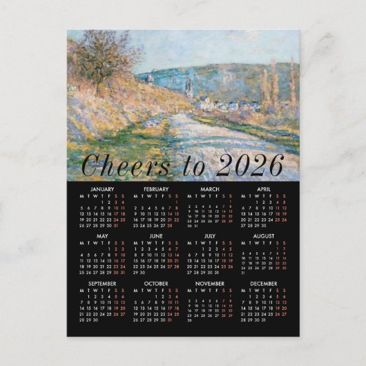 Cartes Pour Fêtes Annuelles Ajouter un logo Monet Art Peinture Calendrier 2026 (Devant)