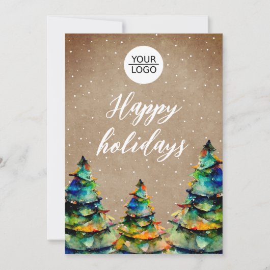 Cartes Pour Fêtes Annuelles Ajouter un logo personnalisé Arbre de Noël Client (Devant)