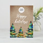 Cartes Pour Fêtes Annuelles Ajouter un logo personnalisé Arbre de Noël Client (Debout devant)
