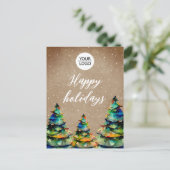 Cartes Pour Fêtes Annuelles Ajouter un logo personnalisé Arbre de Noël Client (Debout devant)