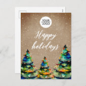 Cartes Pour Fêtes Annuelles Ajouter un logo personnalisé Arbre de Noël Client (Devant / Derrière)