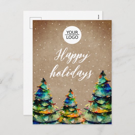 Cartes Pour Fêtes Annuelles Ajouter un logo personnalisé Arbre de Noël Client (Devant / Derrière)