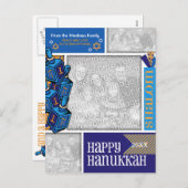 Cartes Pour Fêtes Annuelles AJOUTER VOS PHOTOS Hanoukka Whimsical Dreidel (Devant / Derrière)