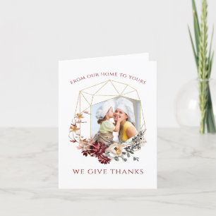 Cartes Pour Fêtes Annuelles Ajouter Votre Photo Rustique Floral Thanksgiving