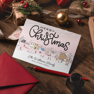 Cartes Pour Fêtes Annuelles AJOUTER VOTRE PHOTO   Ville de patinage sur glace 