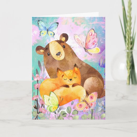 Cartes Pour Fêtes Annuelles Ajouter votre propre salutation | Animaux mignons  (Devant)