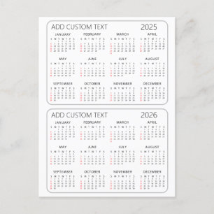Cartes Pour Fêtes Annuelles ajouter votre propre texte personnalisé Calendrier