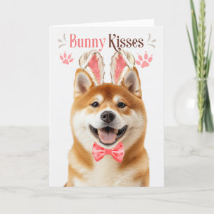 Cartes Pour Fêtes Annuelles Akita Chien à Bunny Oreilles pour Pâques