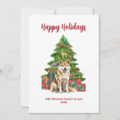 Cartes Pour Fêtes Annuelles Akita Chien Noël de famille (Devant)