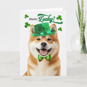 Cartes Pour Fêtes Annuelles Akita Dog Feelin' Lucky St Patrick's Day