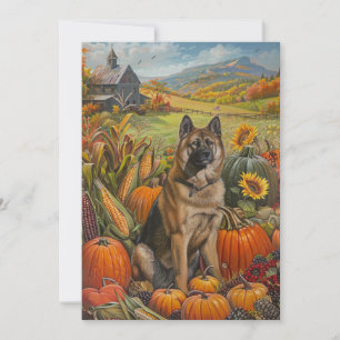 Cartes Pour Fêtes Annuelles Akita Moisson d'automne Thanksgiving Chien