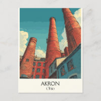 Akron Ohio Affiche de voyage Vintage City Skyline
