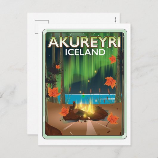 Cartes Pour Fêtes Annuelles Akureyri Islande affiche voyage (Devant / Derrière)