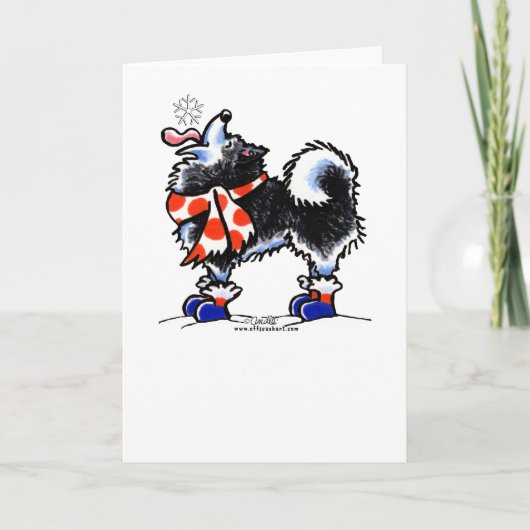 Cartes Pour Fêtes Annuelles Alaskan Malamute attraper un flocon de neige (Devant)