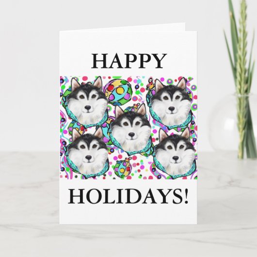 CARTES POUR FÊTES ANNUELLES ALASKAN MALAMUTE NOËL (Devant)