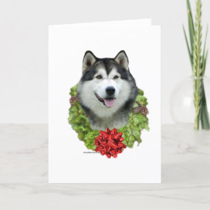 Cartes Pour Fêtes Annuelles Alaskan Malamute Wreath