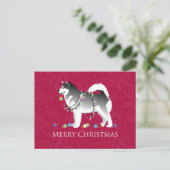 Cartes Pour Fêtes Annuelles Alaskien Malamute Chien Joyeux Noël Design (Debout devant)