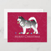 Cartes Pour Fêtes Annuelles Alaskien Malamute Chien Joyeux Noël Design (Devant / Derrière)