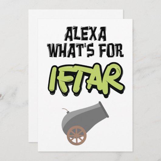 Cartes Pour Fêtes Annuelles Alexa Qu'est-ce que l'Iftar Ramadan Blague Mème (Devant / Derrière)