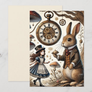 Cartes Pour Fêtes Annuelles Alice au pays des merveilles Thé Art lapin blanc