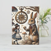 Cartes Pour Fêtes Annuelles Alice au pays des merveilles Thé Art lapin blanc (Debout devant)
