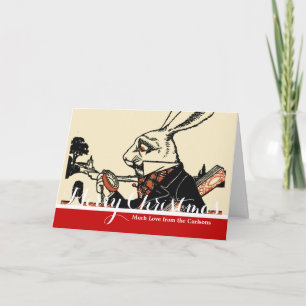 Cartes Pour Fêtes Annuelles Alice Lapin Blanc Classique Wonderland