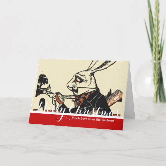 Cartes Pour Fêtes Annuelles Alice White Rabbit Classic Wonderland (Devant)